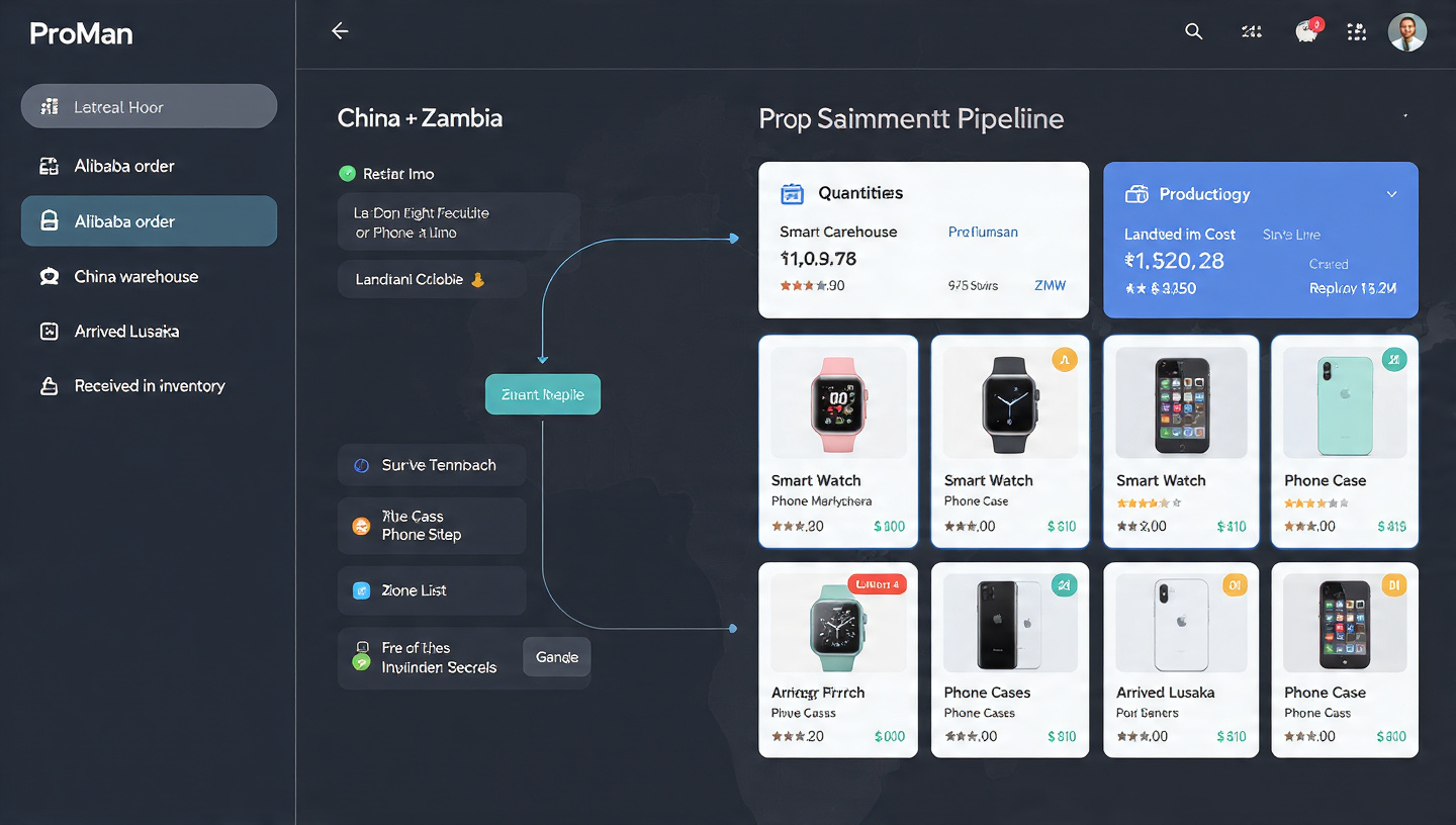 ProMan Academy learning dashboard and merchant operations workspace